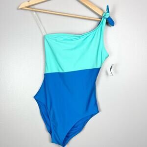 Old Navy One-Shoulder Color-Block Swimsuit for Women size XS Blue and Turquoise